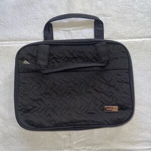 NISHEL Black Travel Toiletry Quilted Bag Portable Makeup Organizer Cosmetic Case